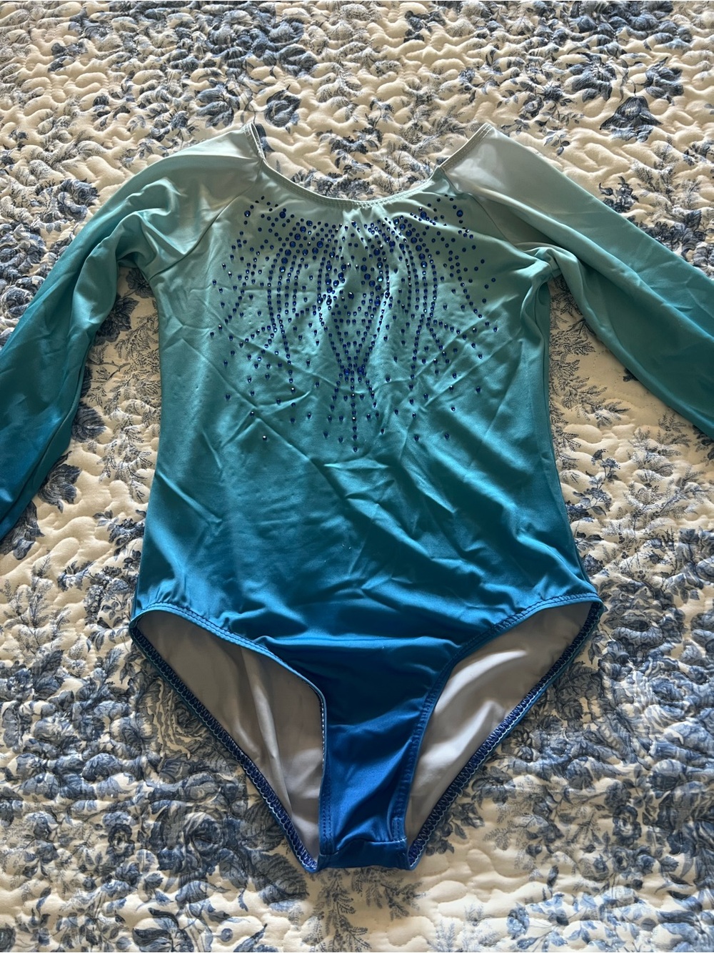 Girls' ArshinerGradient Blue Teal Long-Sleeve One-Piece Leotard